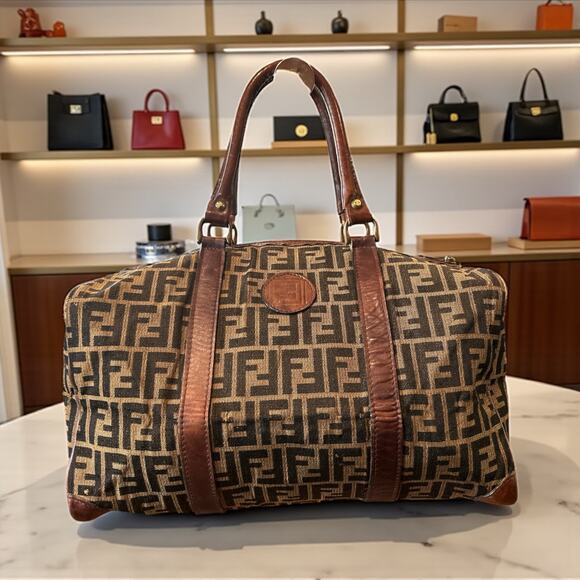 Fendi Zucca Pattern Boston Duffel/Travel Bag - Picture 1 of 10